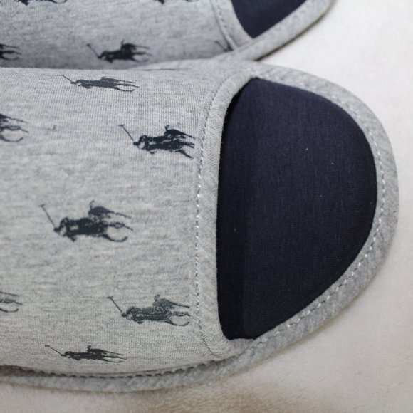 NIB POLO RALPH LAUREN MEN\'S SCUFF SLIPPERS GRAY‎